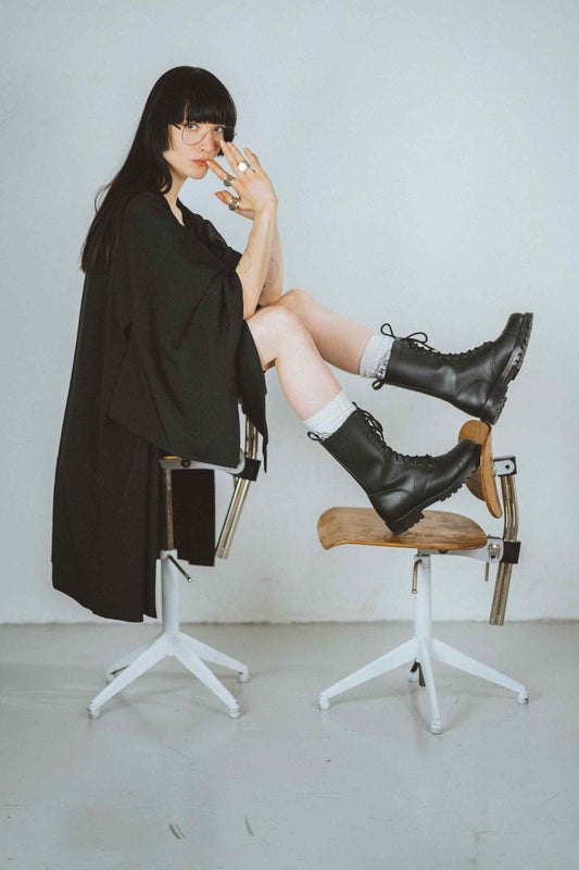 516 Samelin High Aviator Boots - Musta