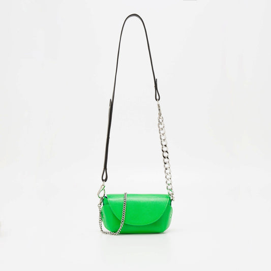 Daz Studion neon vihreä crossbody-olkalaukku, joka on valmistettu laadukkaasta italialaisesta nahasta.